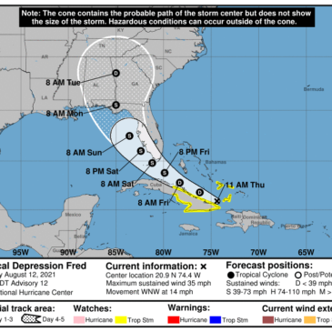 Tropical Depression Fred could make 2 landfalls, both in Florida