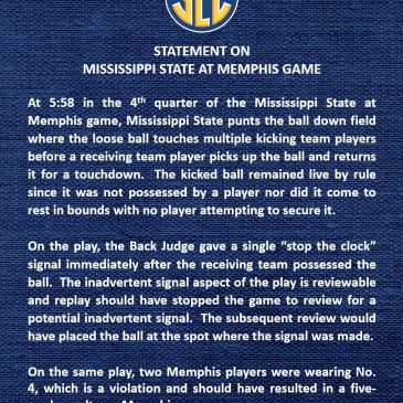 SEC confirms officiating errors on key Memphis punt return touchdown