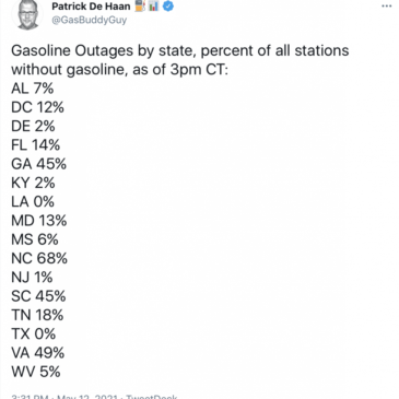 6% of Mississippi gas stations without fuel as Colonial restarts operations