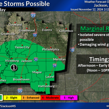 Your Mississippi forecast for Tuesday, November 12