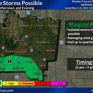 Mississippi Weather Outlook for Tuesday, March 23rd