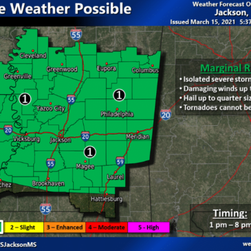 Mississippi Weather Outlook for Tuesday, March 16th